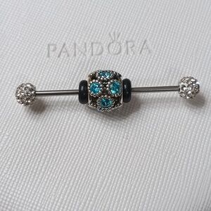 Pandora Vintage Stirling Silver Teal CZ Studded Lights Charm 2 Listed Separately